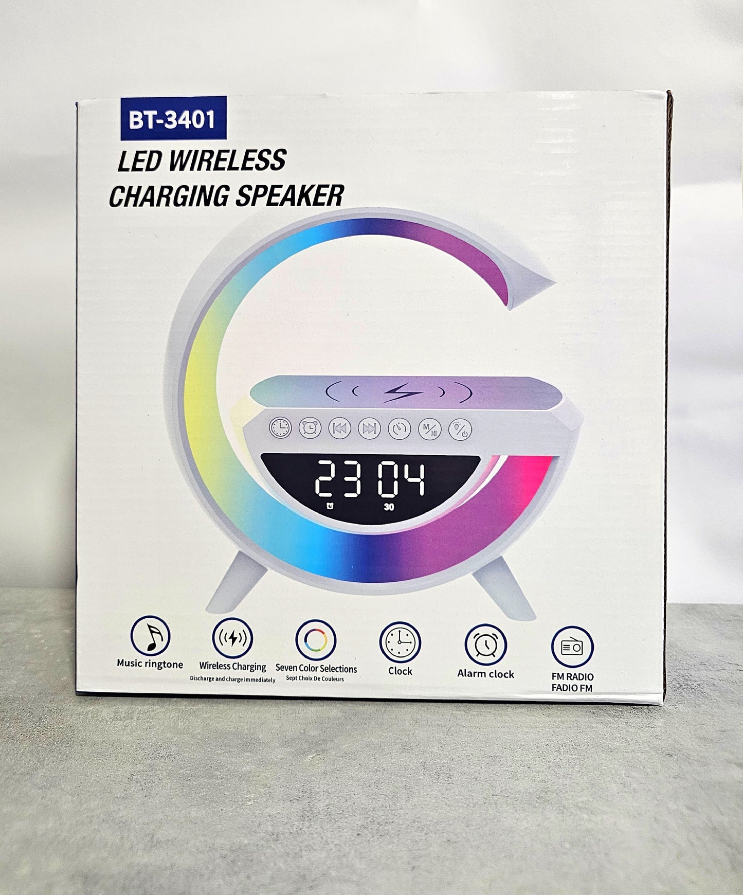 Lampada Led Cassa Bluetooth Multifunzione con Ricarica Wireless 15W, Luci LED, Orologio, Sveglia, Radio FM e Rumori Bianchi