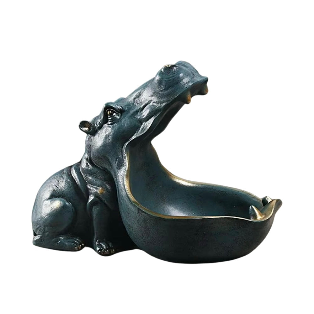Statua Ippopotamo in Resina - Portaoggetti Decorativo per Casa e Ufficio, Regalo Originale
