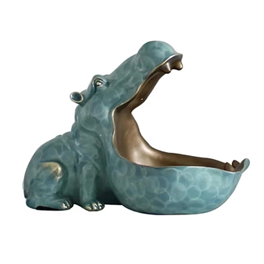 Statua Ippopotamo in Resina - Portaoggetti Decorativo per Casa e Ufficio, Regalo Originale