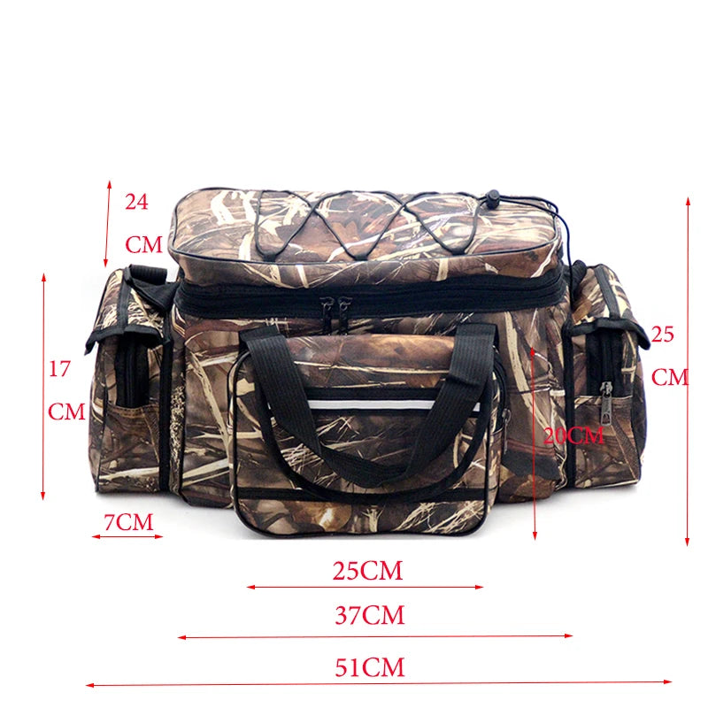 Borsa da pesca di grande capacità, marsupio multifunzionale impermeabile per esche, borse a tracolla per esterni, attrezzatura da pesca alla carpa PJ198