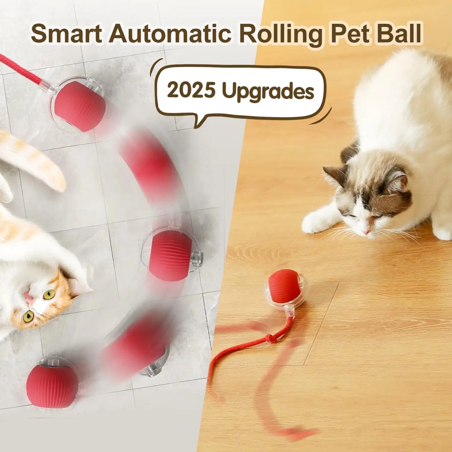 Giocattolo interattivo a forma di palla per gatti, palla che rotola automaticamente con coda, giocattolo interattivo intelligente ricaricabile per animali domestici, topo intelligente per gatti