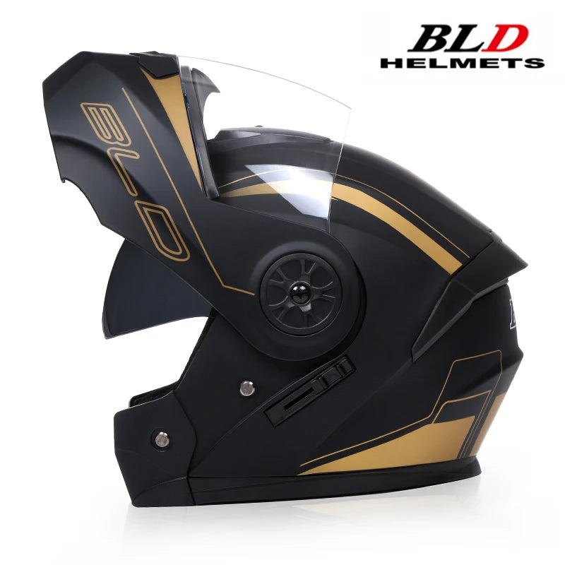 BLD Personalised Motorcycle Full Face Helmet Men Women Fashion Dual Lens Helmets Motocross Racing Modular Flip Up Casco Moto