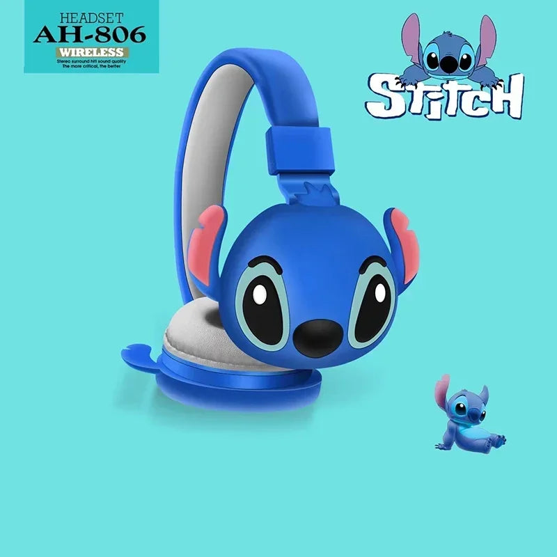 Cuffie Pieghevoli Wireless Bluetooth Disney Stitch AH-806 - HiFi Stereo Sound, Cancellazione Rumore, Microfono Integrato, Impermeabili, Regalo Ideale per Bambini
