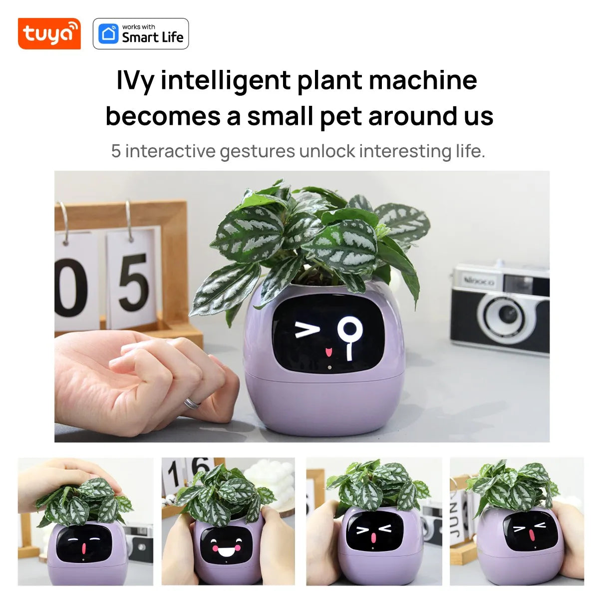 Il Vaso Intelligente che Rende il Giardinaggio Facile, Divertente e Hi-Tech con Oltre 49 Espressioni, 7 Sensori Intelligenti e Chip AI