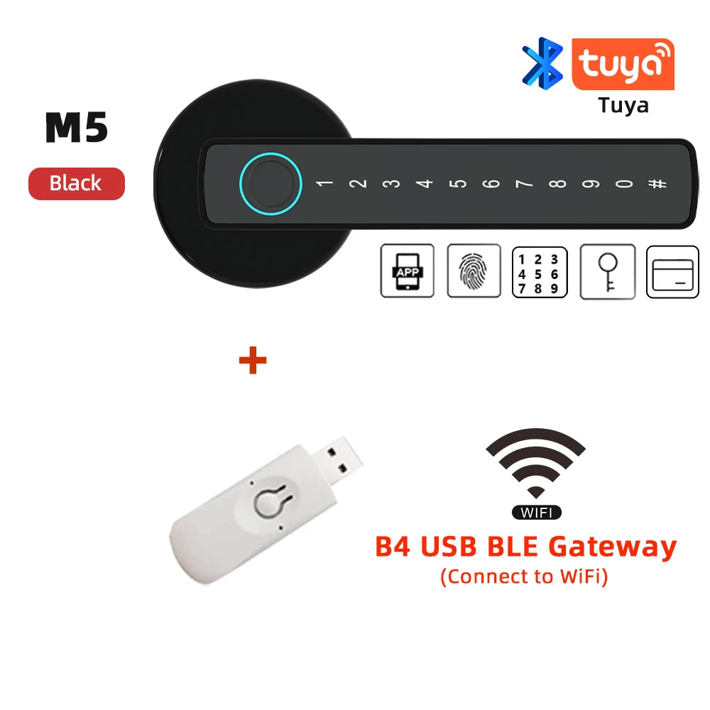 Serratura Elettronica Intelligente con Impronta Digitale, Bluetooth, Password, Chiave e App Tuya/Smartlife per Camere da Letto