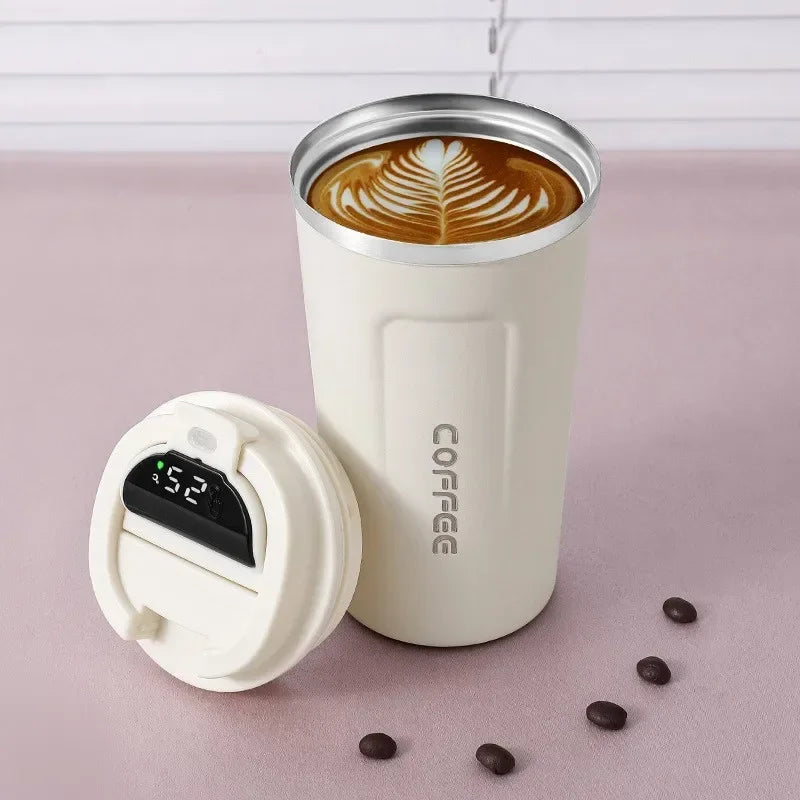 Tazza da caffè Thermos da 380/510 ml, in acciaio inox, con visualizzazione della temperatura, thermos, bottiglia d'acqua i ( con o senza corda portatile)