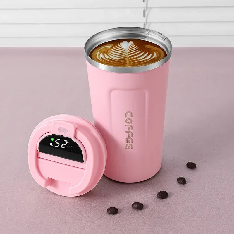 Tazza da caffè Thermos da 380/510 ml, in acciaio inox, con visualizzazione della temperatura, thermos, bottiglia d'acqua i ( con o senza corda portatile)