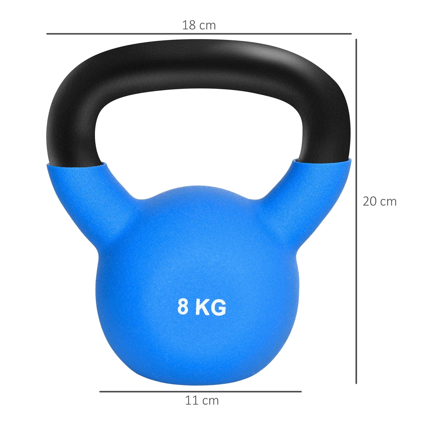 HOMCOM 8 kg Russian weight cast iron Kettlebell neoprene coating ball cufflinks in gym 18x11x20 cm