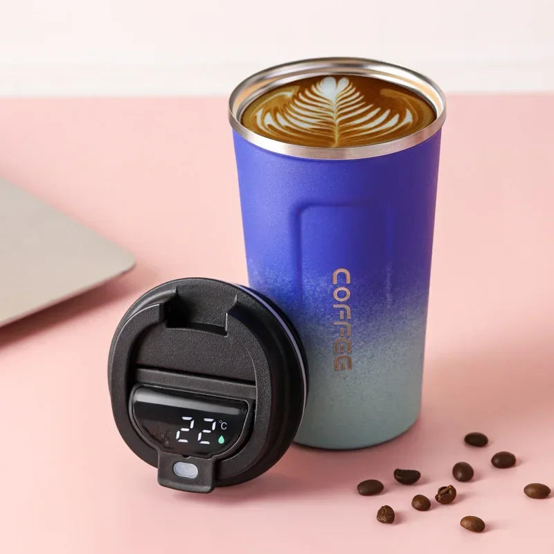 Tazza da caffè Thermos da 380/510 ml, in acciaio inox, con visualizzazione della temperatura, thermos, bottiglia d'acqua i ( con o senza corda portatile)