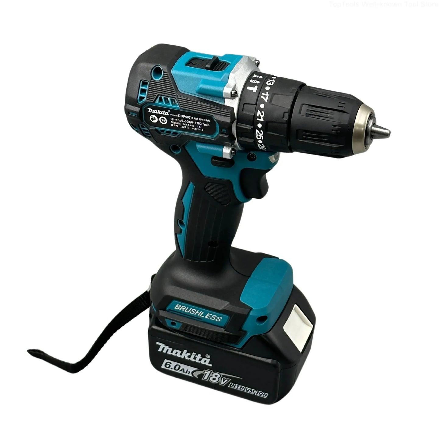 Makita DDF487 18V Cacciavite Trapano a percussione senza fili Elettrico Velocità variabile Motore Brushless Utensili elettrici a percussione Trapano elettrico