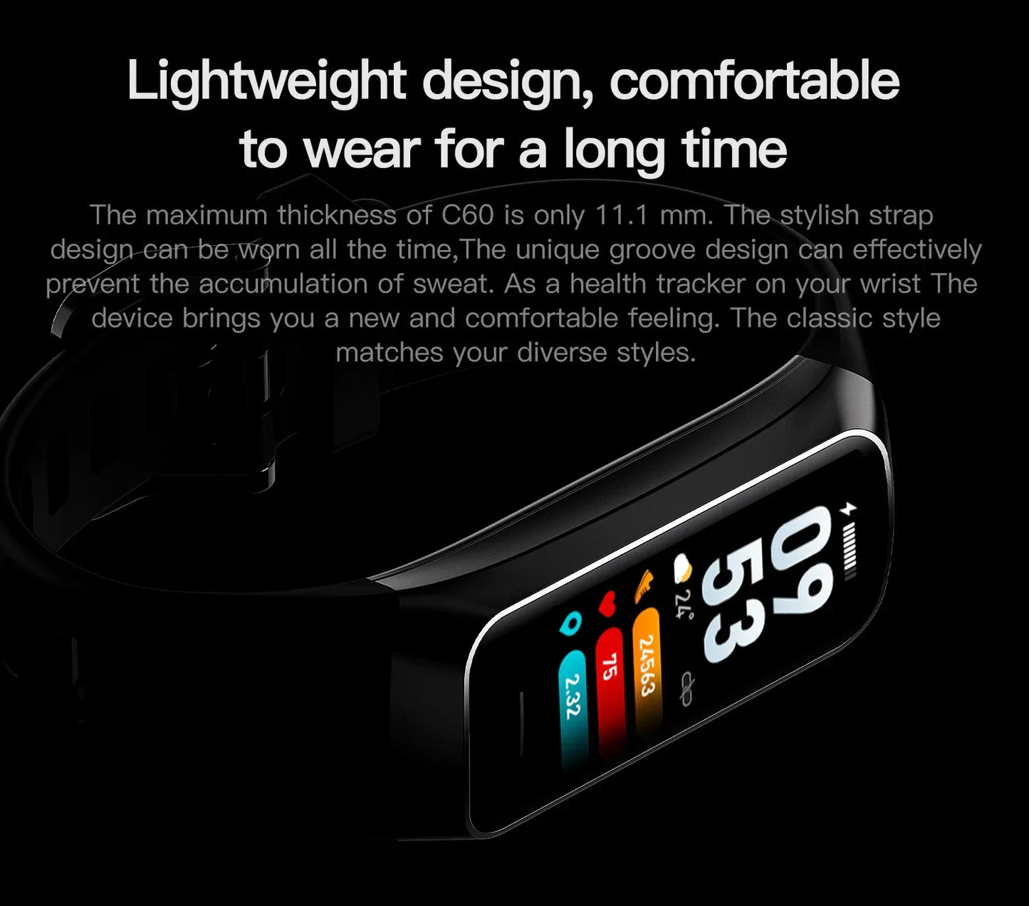 Orologio intelligente da uomo e da donna, braccialetto intelligente da polso da 1,1 pollici AMOLED, frequenza cardiaca, impermeabile, temperatura corporea, fitness tracker
