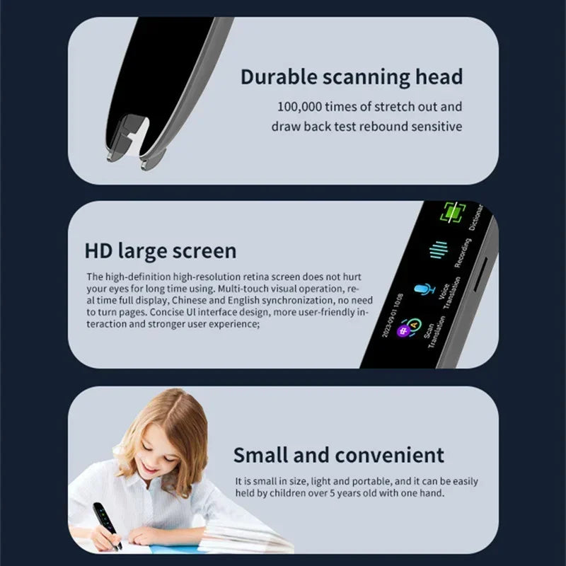 Penna Traduttore con Schermo Touch, Wi-Fi/Hotspot, Funzione Offline - Scansione, Traduzione Vocale e Fotografica in 112 Lingue