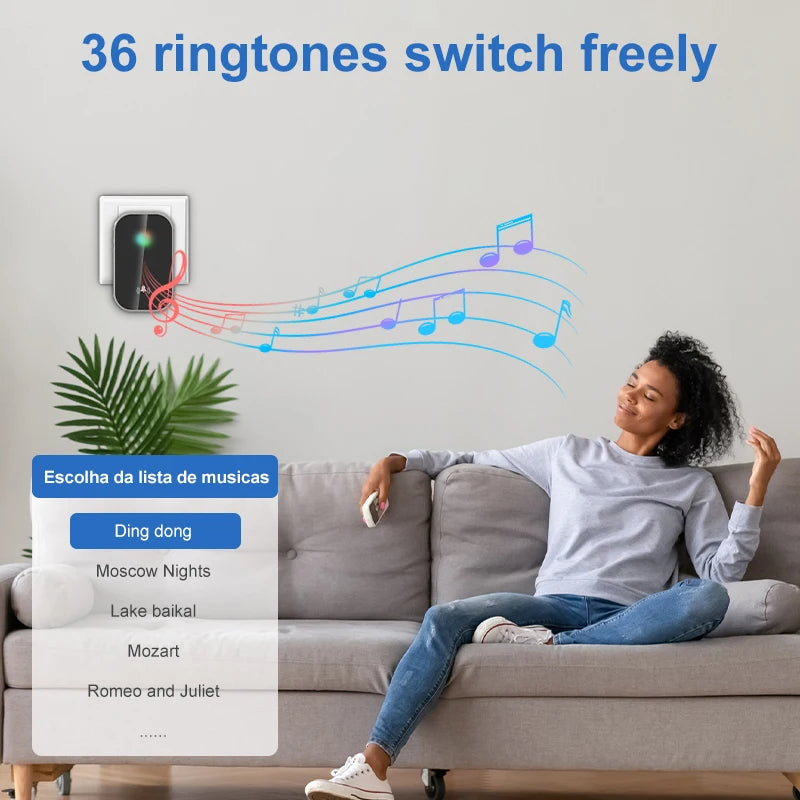 Campanello senza fili Smart Home Welcome Door Bell 36 suonerie 300M lunga distanza Kit campanello per porta di casa esterna Batteria gratuita