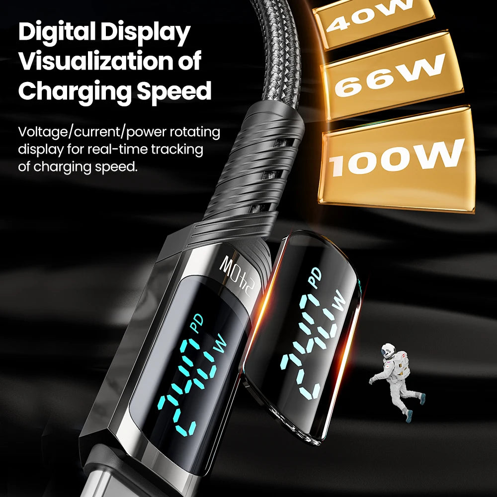 240W 2 in 1 USB Type C a USB C PD3.1 Cavo di ricarica rapida per Macbook iPhone 15 Samsung S24 S23 Xiaomi Cavo USB C
