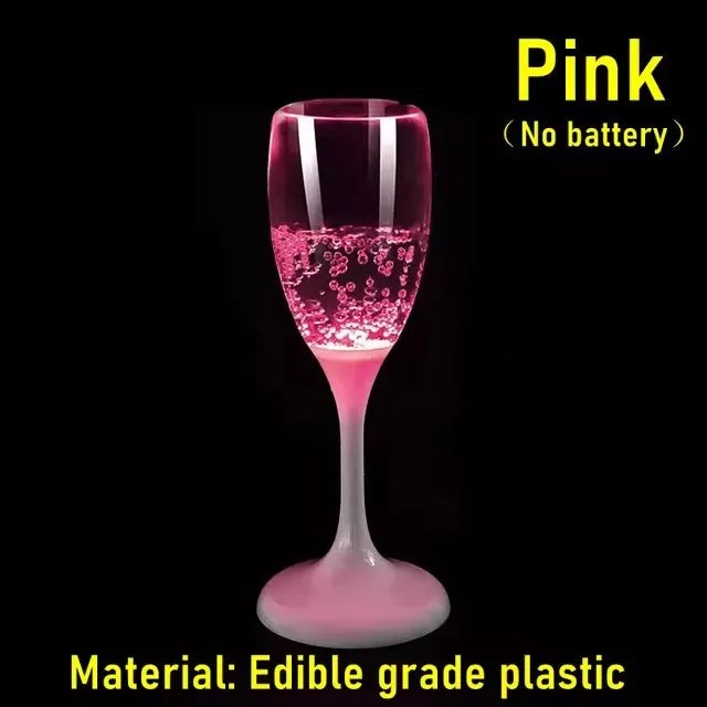 Bicchieri da vino e champagne con luci a LED, set da 6 bomboniere per adulti, bicchieri da champagne in plastica colorata che si illuminano
