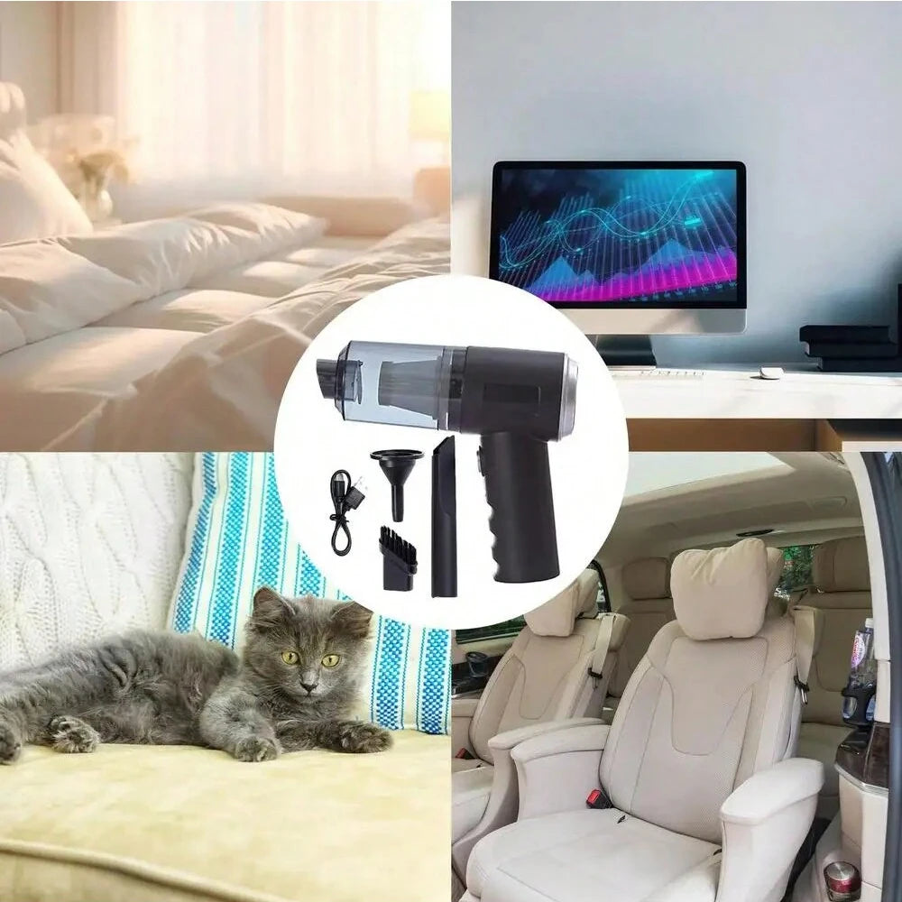 Aspirapolvere combinato 3 in 1 con aspirazione e soffiaggio integrati, aspirapolvere per auto di piccole dimensioni, ricarica USB, aspirapolvere per uso domestico