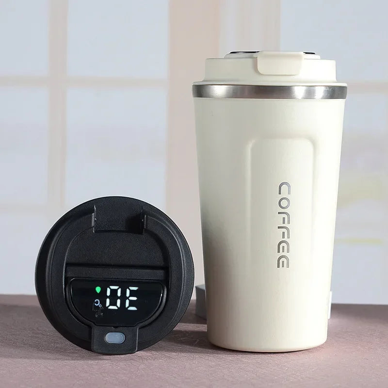 Tazza da caffè Thermos da 380/510 ml, in acciaio inox, con visualizzazione della temperatura, thermos, bottiglia d'acqua i ( con o senza corda portatile)
