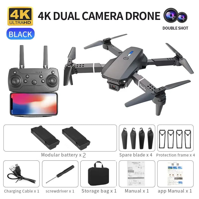Mini drone professionale drone E88 4K HD telecamera aerea WIFI FPV pieghevole quadricottero