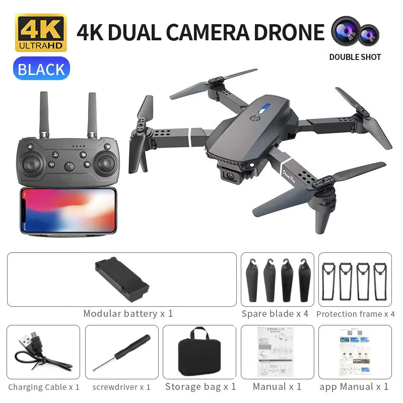 Mini drone professionale drone E88 4K HD telecamera aerea WIFI FPV pieghevole quadricottero