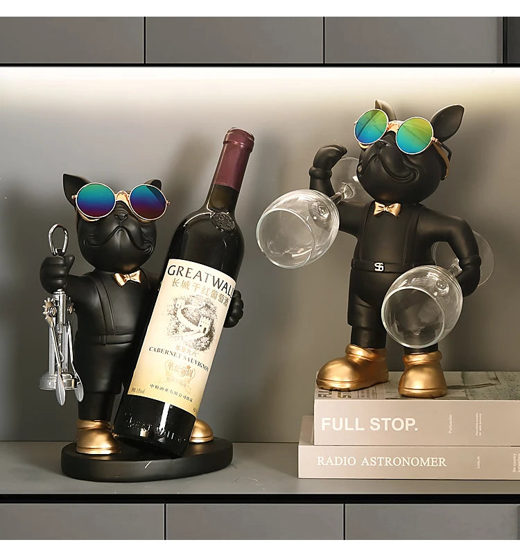 Elegante Portabottiglie French Bulldog Scultura Cane Origininale Idea Regalo
