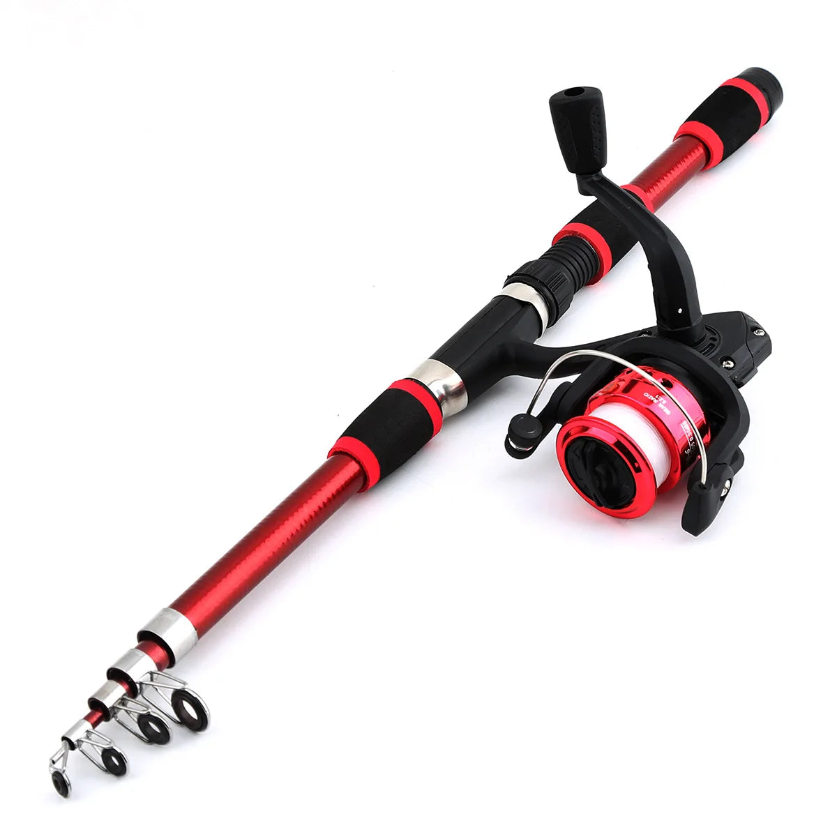 Set di canna da pesca Kit completo con canna da pesca telescopica e mulinello rotante Esche Ami Set di canne da viaggio