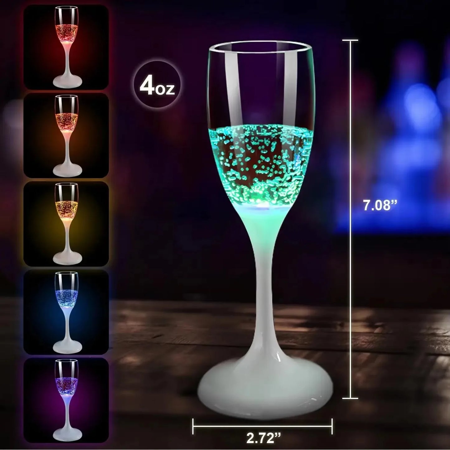 Bicchieri da vino e champagne con luci a LED, set da 6 bomboniere per adulti, bicchieri da champagne in plastica colorata che si illuminano