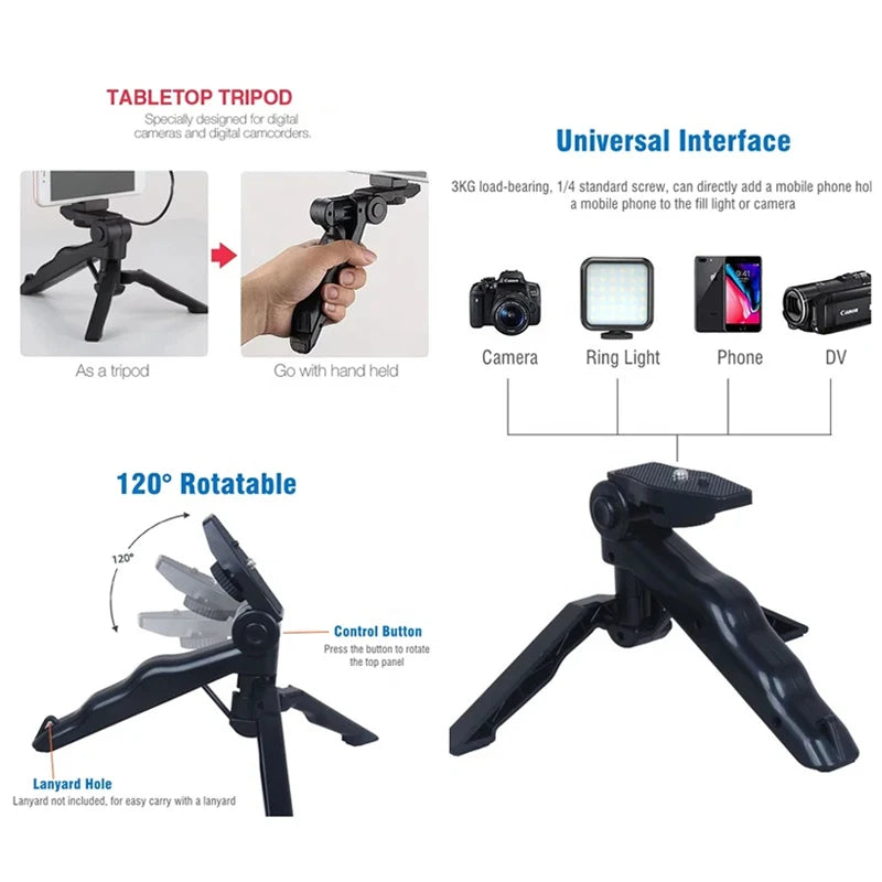 AY49 Kit per Vlogging per Smartphone + treppiede, supporto per telefono, microfono mini, luce LED fill light, ideale per TikTok, live streaming, video e YouTube