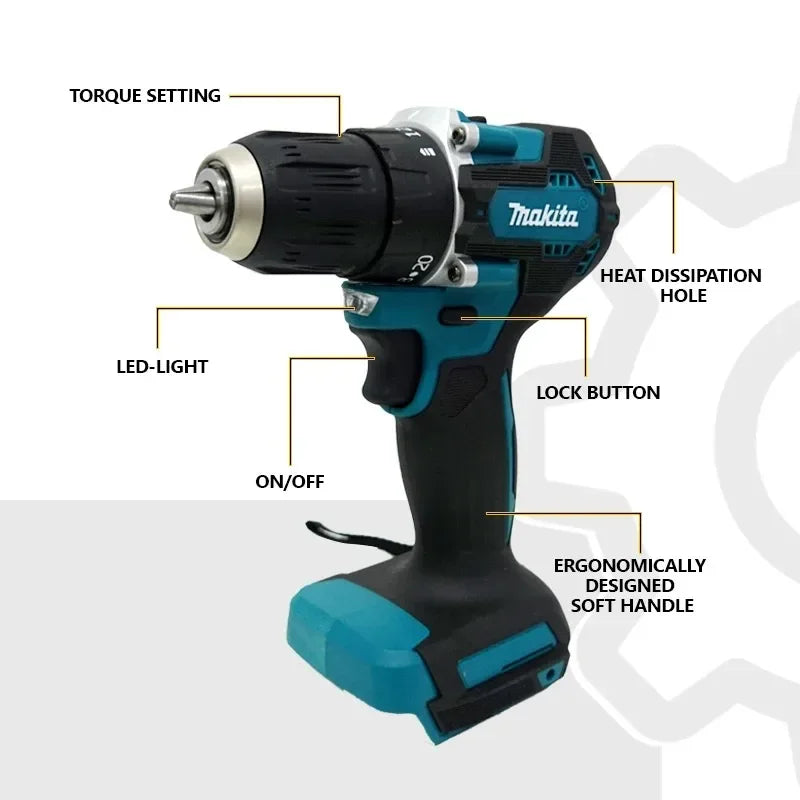 Makita DDF487 18V Cacciavite Trapano a percussione senza fili Elettrico Velocità variabile Motore Brushless Utensili elettrici a percussione Trapano elettrico