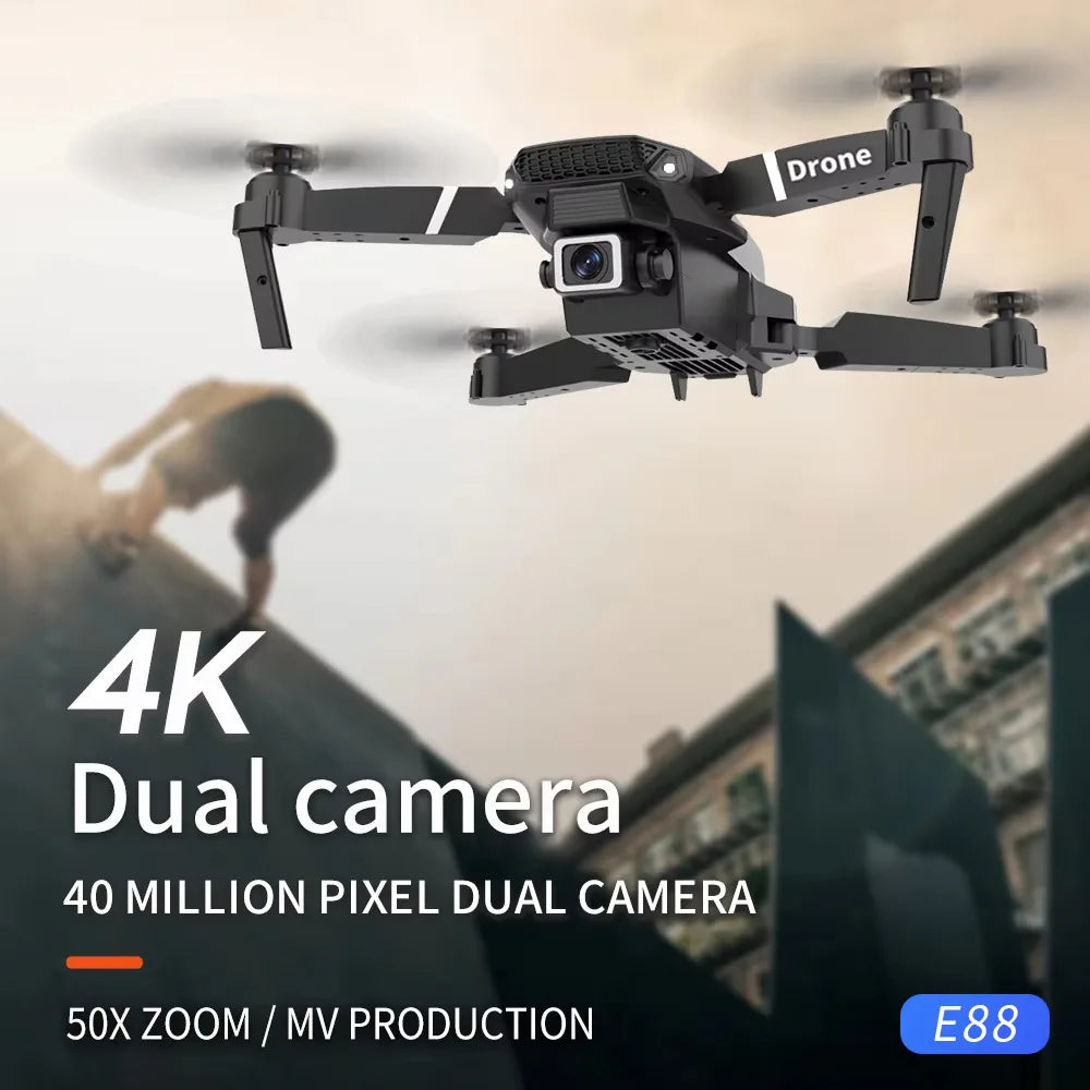 Mini drone professionale drone E88 4K HD telecamera aerea WIFI FPV pieghevole quadricottero