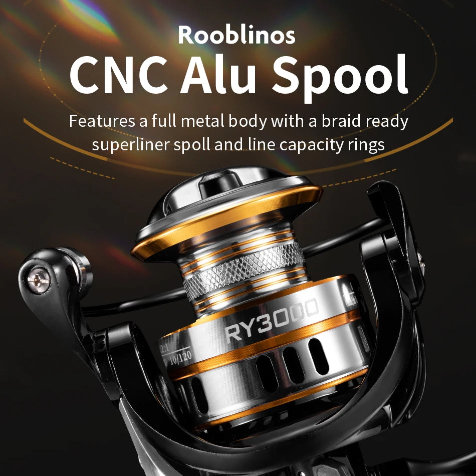 ROOBLINOS RY Mulinelli da spinning Mulinello da pesca in acqua salata e dolce Telaio in metallo ultraleggero Mulinelli da pesca lisci e resistenti ad alta velocità
