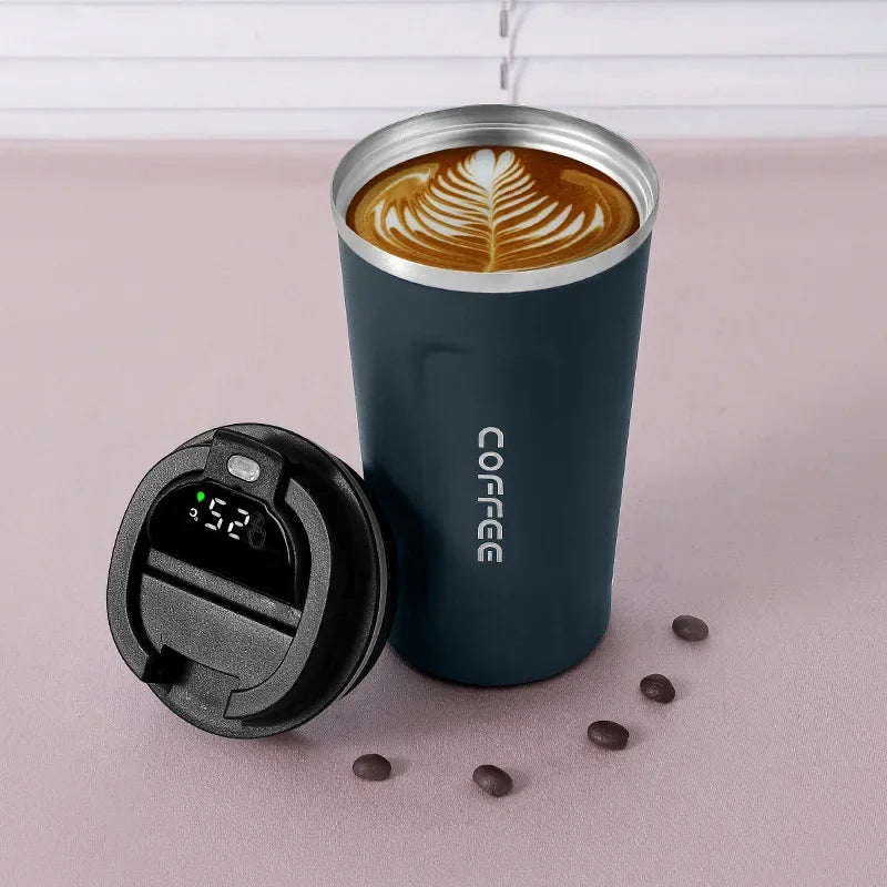 Tazza da caffè Thermos da 380/510 ml, in acciaio inox, con visualizzazione della temperatura, thermos, bottiglia d'acqua i ( con o senza corda portatile)