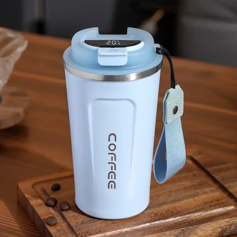 Tazza da caffè Thermos da 380/510 ml, in acciaio inox, con visualizzazione della temperatura, thermos, bottiglia d'acqua i ( con o senza corda portatile)