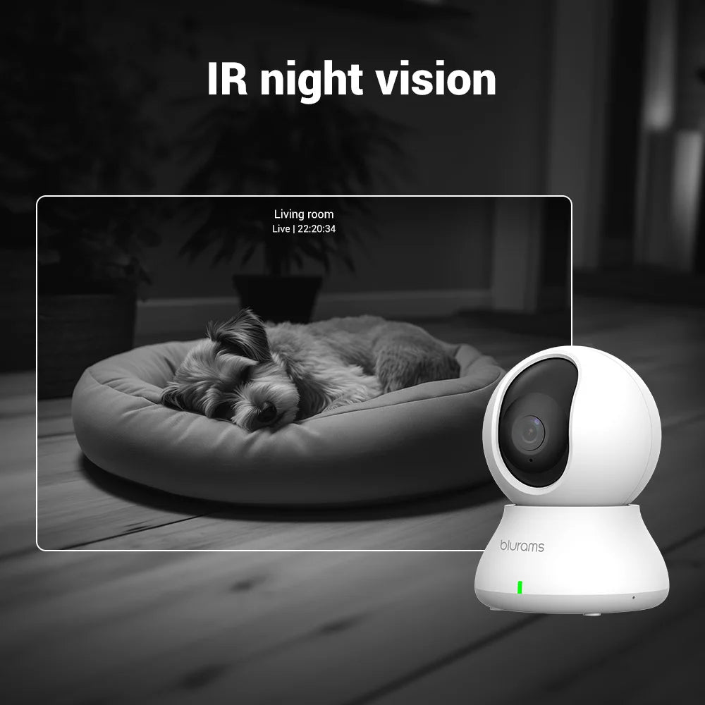 Blurams 5G Baby Monitor Camera Telecamera di sicurezza domestica 2K HD con rilevamento del movimento e audio bidirezionale, facile da installare, visione nitida di giorno e di notte