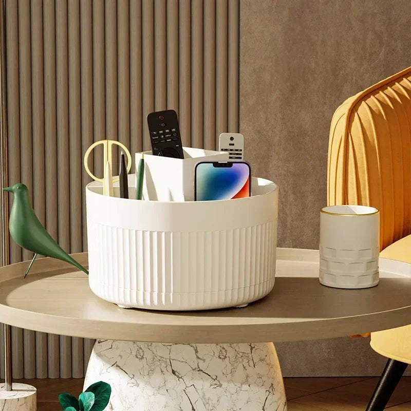 Scatola Portaoggetti per Trucco Girevole a 360° - Organizer da Tavolo per Cosmetici, Porta Pennelli, Rossetti e Gioielli