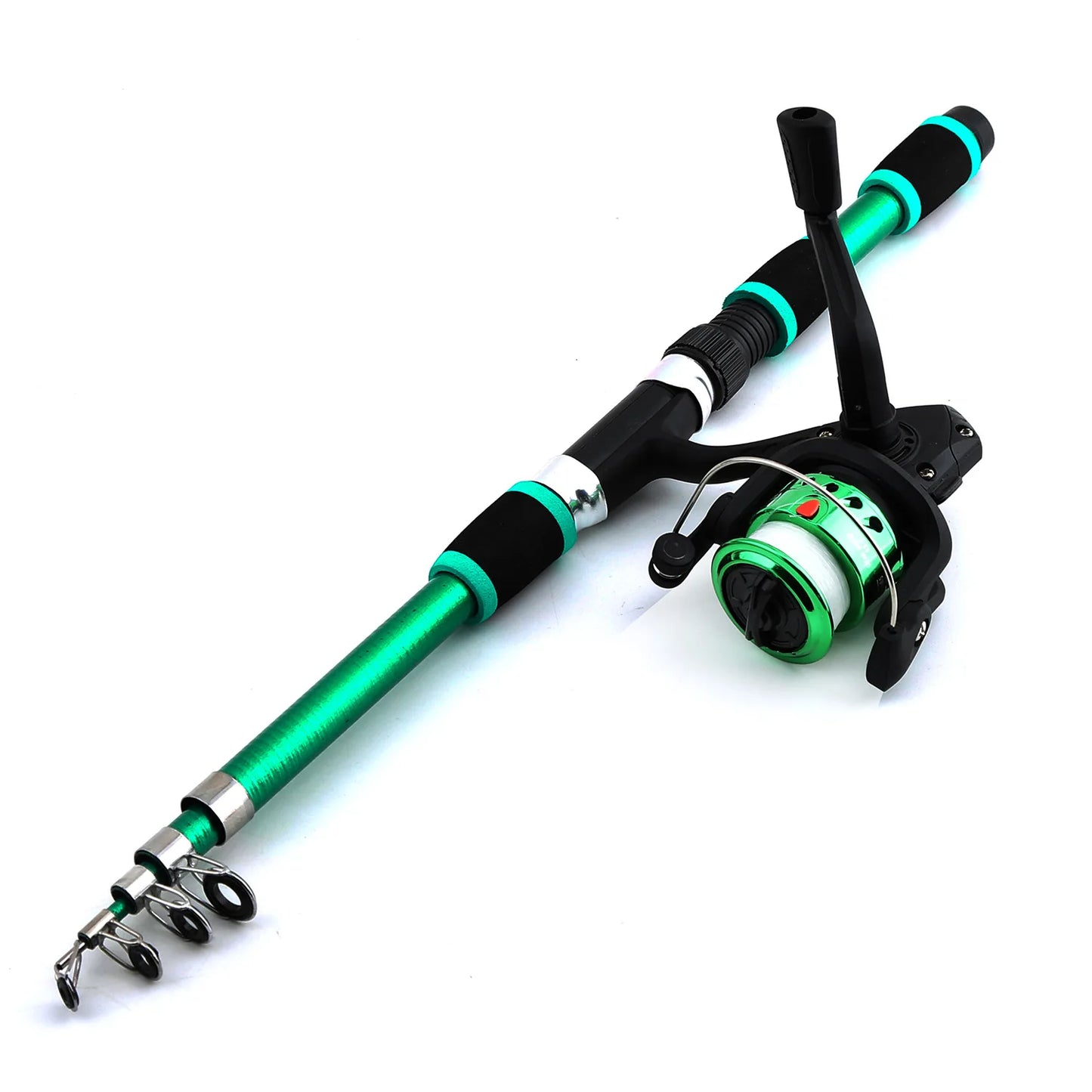 Set di canna da pesca Kit completo con canna da pesca telescopica e mulinello rotante Esche Ami Set di canne da viaggio