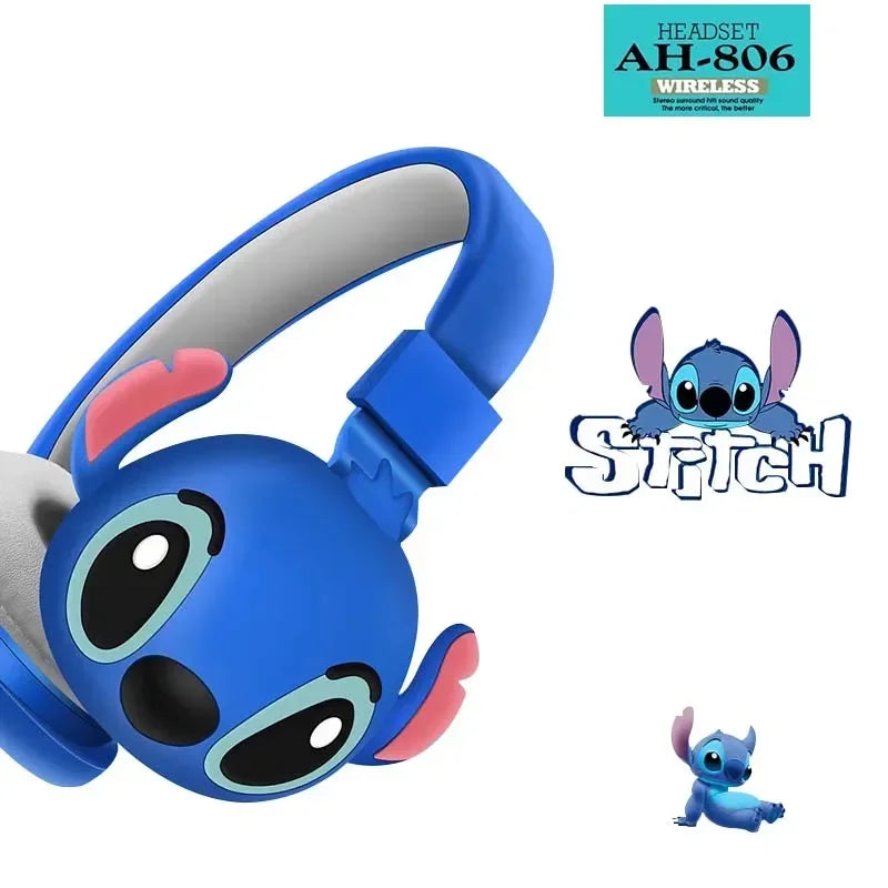 Cuffie Pieghevoli Wireless Bluetooth Disney Stitch AH-806 - HiFi Stereo Sound, Cancellazione Rumore, Microfono Integrato, Impermeabili, Regalo Ideale per Bambini