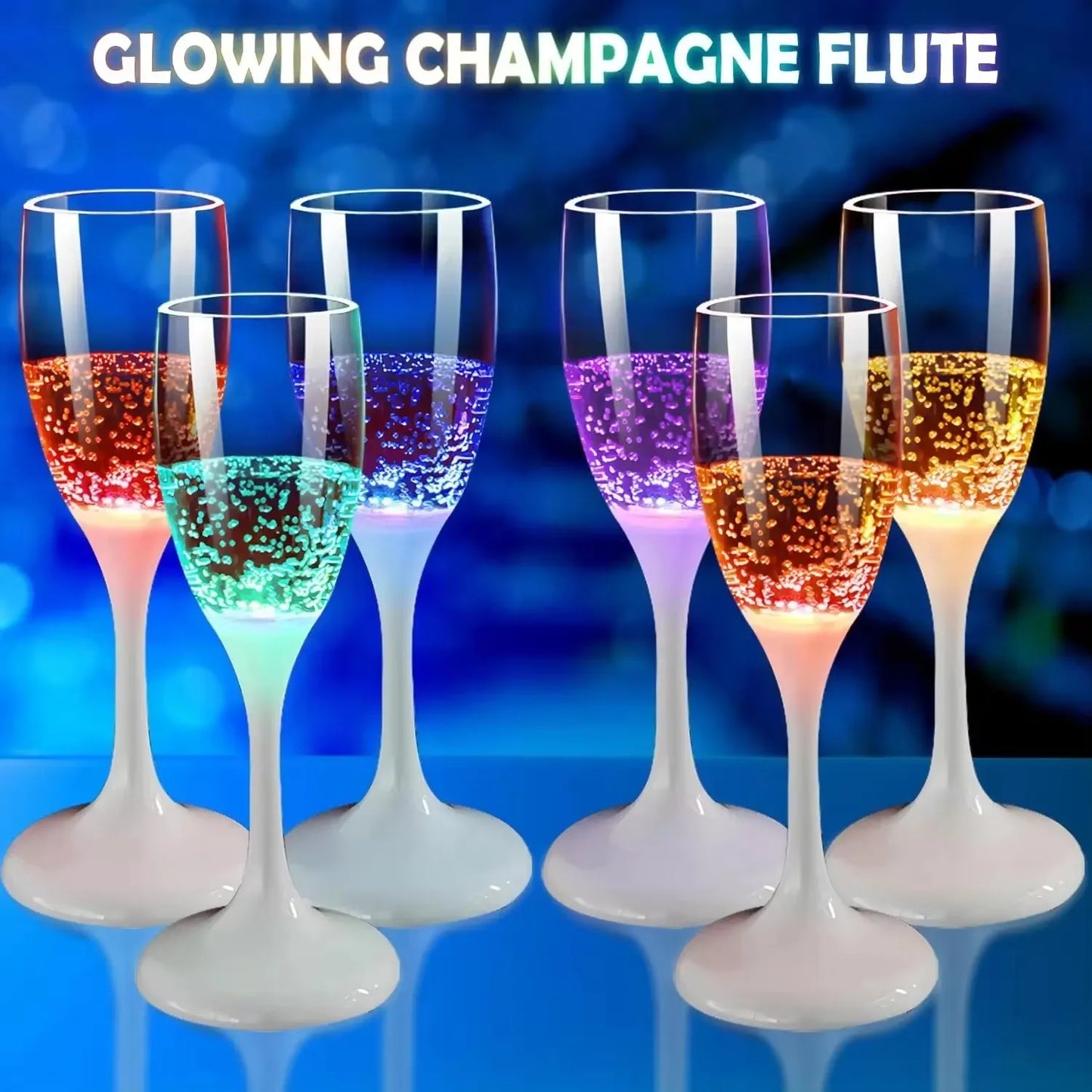 Bicchieri da vino e champagne con luci a LED, set da 6 bomboniere per adulti, bicchieri da champagne in plastica colorata che si illuminano