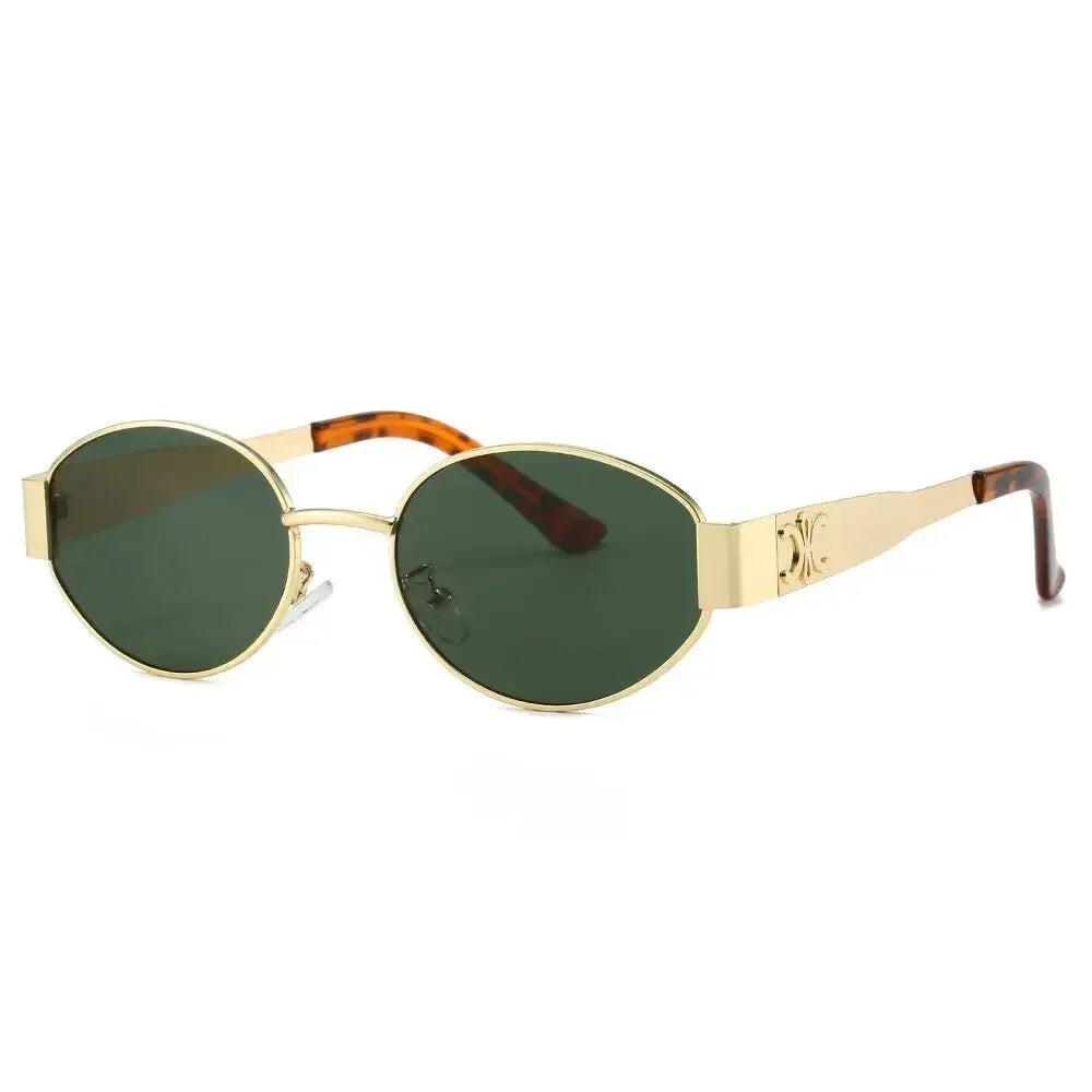 Nuovi occhiali da sole ovali nuovi di frontiera incrociati, stile caldo, lenti piccole, occhiali da sole rotondi in metallo alla moda per uomini e donne