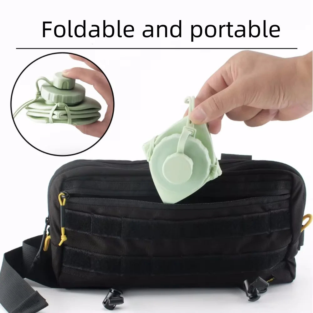 Bottiglia pieghevole in silicone da 600 ml per adulti, portatile, riutilizzabile, in plastica, per viaggi all'aperto, palestra