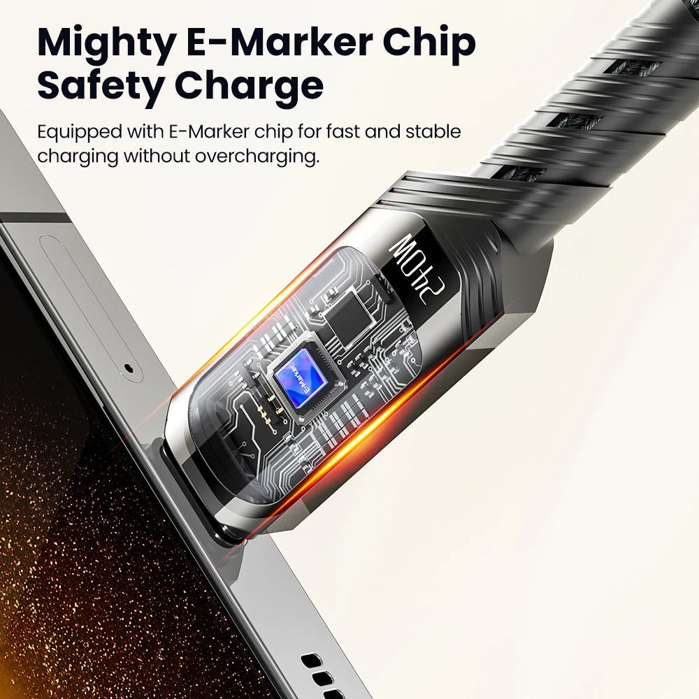 240W 2 in 1 USB Type C a USB C PD3.1 Cavo di ricarica rapida per Macbook iPhone 15 Samsung S24 S23 Xiaomi Cavo USB C