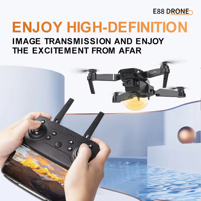 Mini drone professionale drone E88 4K HD telecamera aerea WIFI FPV pieghevole quadricottero