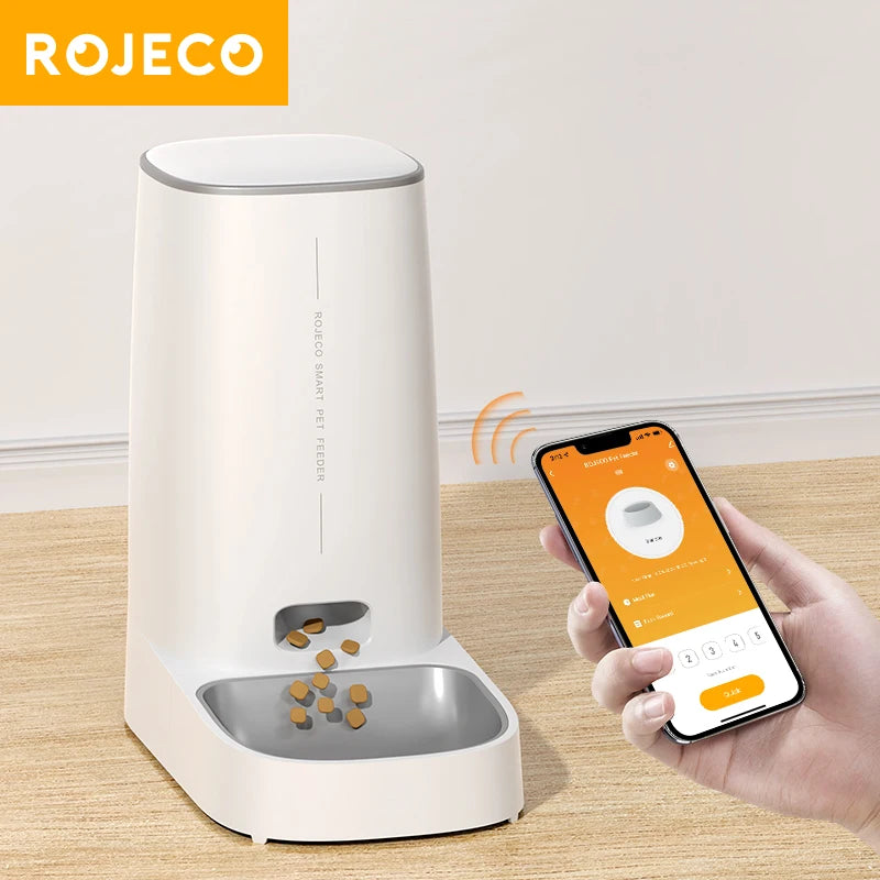 ROJECO Distributore automatico di cibo per gatti, WiFi intelligente, distributore di cibo per gatti, distributore automatico di cibo per gatti, accessori per cibo secco per cani e gatti