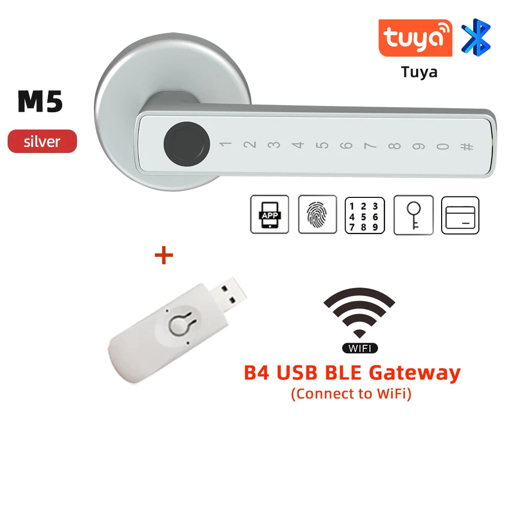 Serratura Elettronica Intelligente con Impronta Digitale, Bluetooth, Password, Chiave e App Tuya/Smartlife per Camere da Letto