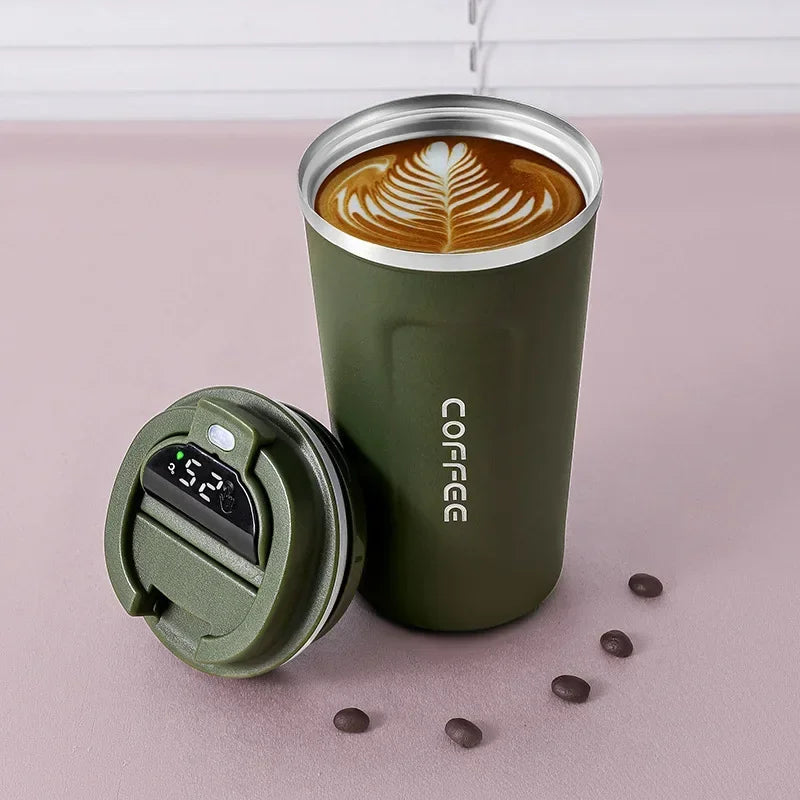 Tazza da caffè Thermos da 380/510 ml, in acciaio inox, con visualizzazione della temperatura, thermos, bottiglia d'acqua i ( con o senza corda portatile)