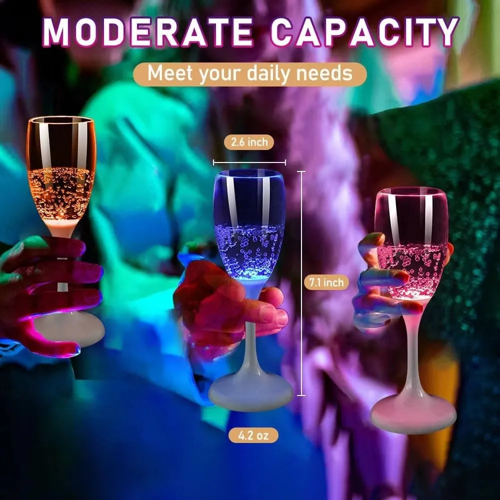 Bicchieri da vino e champagne con luci a LED, set da 6 bomboniere per adulti, bicchieri da champagne in plastica colorata che si illuminano