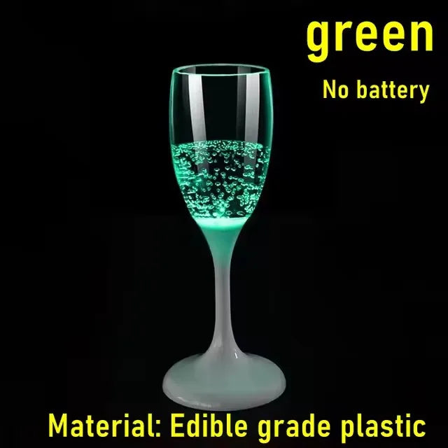 Bicchieri da vino e champagne con luci a LED, set da 6 bomboniere per adulti, bicchieri da champagne in plastica colorata che si illuminano