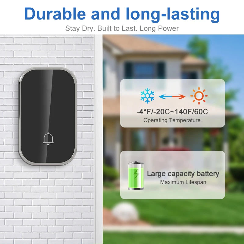 Campanello senza fili Smart Home Welcome Door Bell 36 suonerie 300M lunga distanza Kit campanello per porta di casa esterna Batteria gratuita
