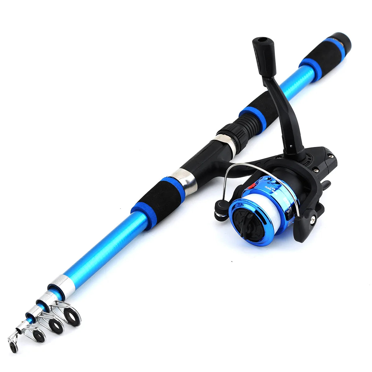 Set di canna da pesca Kit completo con canna da pesca telescopica e mulinello rotante Esche Ami Set di canne da viaggio
