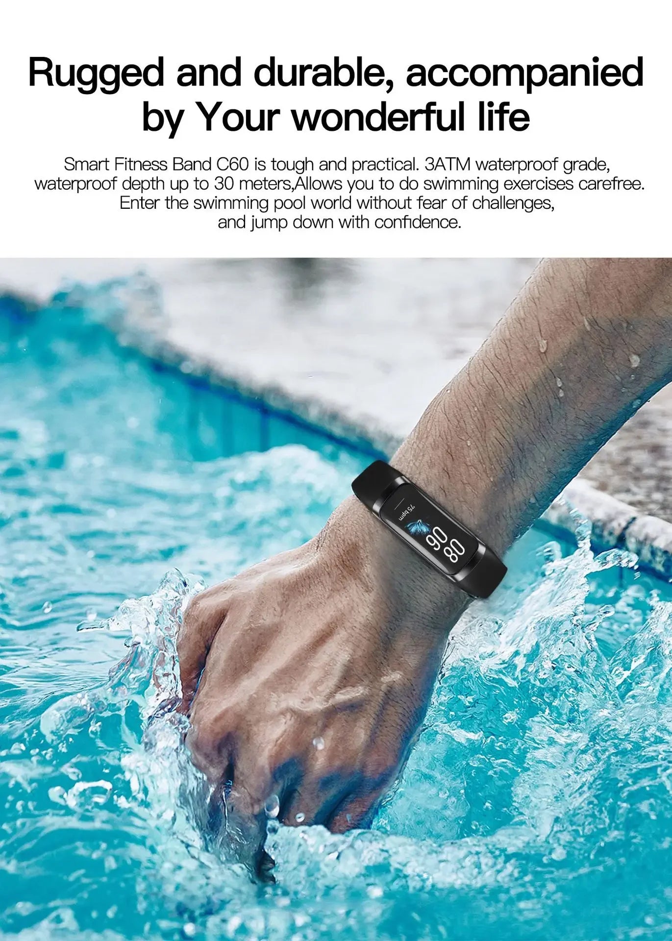 Orologio intelligente da uomo e da donna, braccialetto intelligente da polso da 1,1 pollici AMOLED, frequenza cardiaca, impermeabile, temperatura corporea, fitness tracker