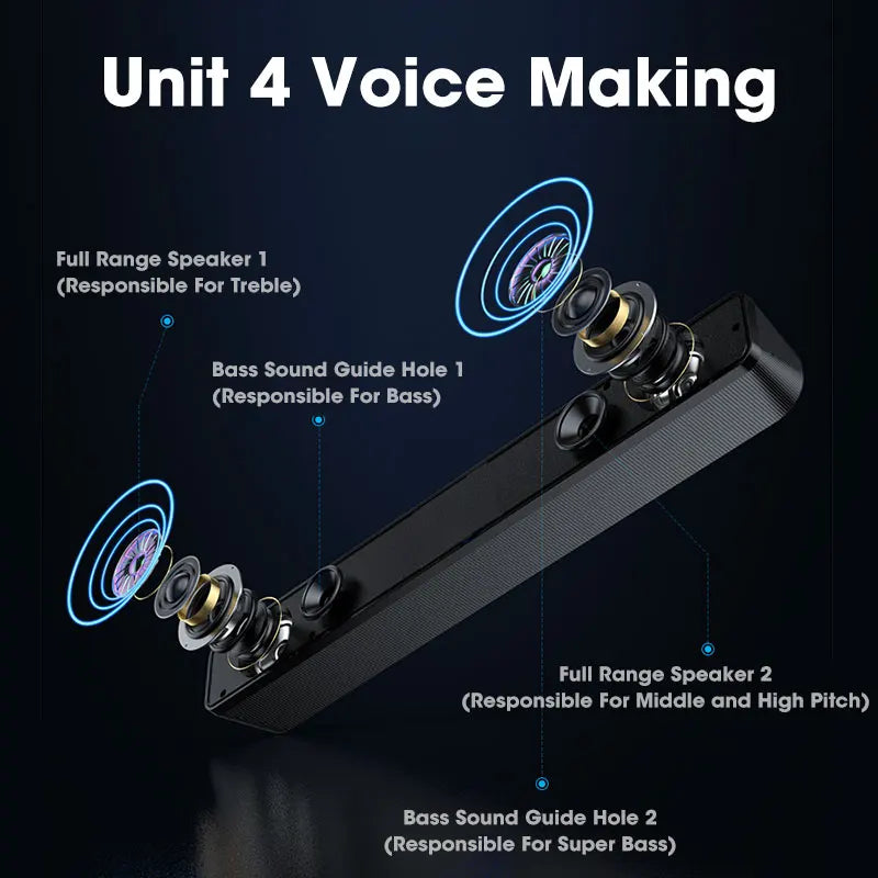Altoparlante Surround Bluetooth 4D Soundbar Home Theater con Subwoofer - Bassi Potenti